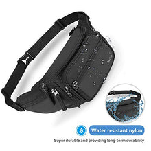 Carica l'immagine nel visualizzatore di Gallery, ProCase Marsupio Uomo Grande con 6 Tasche, Waist Fanny Pack Bag in Nylon Nero