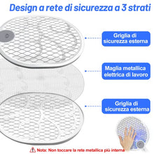 Carica l&#39;immagine nel visualizzatore di Gallery, 3 in 1 Racchetta Zanzare Elettrica Pieghevole Mosquito Killer 3000V USB Ricaricabile racchetta antizanzare con Base e Appendere al Muro Adatto Uso Interno ed Esterno