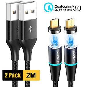 AVIWIS Magnetico Cavo Micro USB, [2Pezzi 2M] Nylon Magnet Cavi USB (2M)