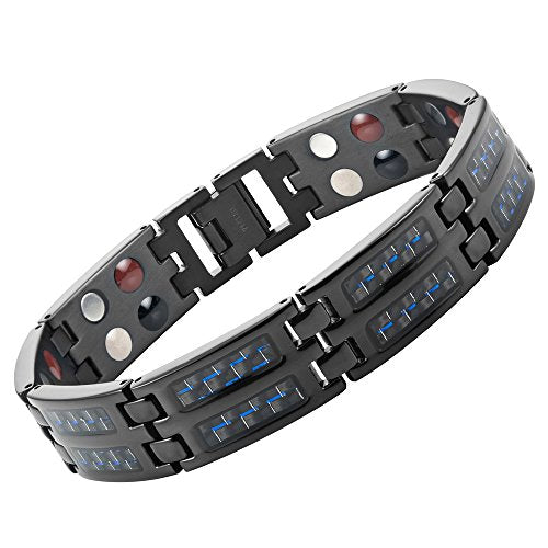 Willis Judd - Bracciale Magnetico da Uomo in Titanio Nero e Fibra di... - Ilgrandebazar