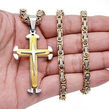 Carica l&#39;immagine nel visualizzatore di Gallery, sailimue Gioielli in Acciaio Inossidabile Collana Ciondolo Croce Bizantina...