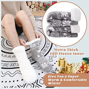 WOTENCE Calze Uomo Invernali Calze a Pantofola Antiscivolo Termiche, Calzini Termici Calde Pile Natalizi, Regalo Uomo Natale Regalo (Christmas Tree)