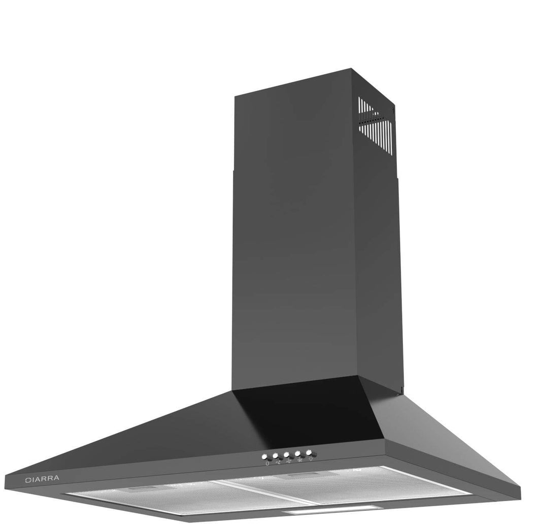 Ciarra, cappa da cucina 60cm in acciaio inossidabile (nera) Nero