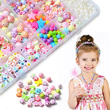 Carica l'immagine nel visualizzatore di Gallery, Bubble pig, Bambini,600 PCS Perline Colorate dei Bambini Fare Gioielli Braccialetti Necklace Kit Perline Lettere per Ragazze