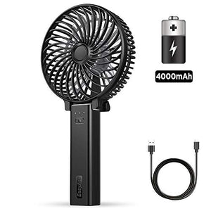 EasyAcc Mini Ventilatore Portatile USB, 3350mAh Batteria 3350mah, Nero