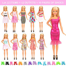 Carica l&#39;immagine nel visualizzatore di Gallery, Miunana 22 Pezzi = 12 PCS Abiti Vestiti alla Moda 12 + 10 Pcs Scarpe - Ilgrandebazar