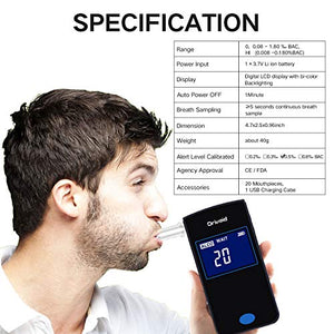 Drivaid Etilometro Portatile Digitale, Professionale Ricaricabile Alcool... - Ilgrandebazar