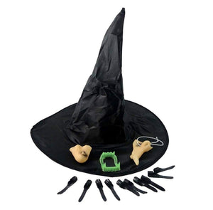 LEGISDREAM Set Travestimento da Strega Cappello + Naso + Mento + Unghie Nero