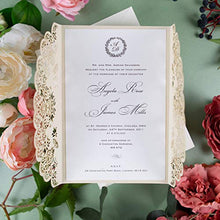 Carica l&#39;immagine nel visualizzatore di Gallery, Fai da te partecipazioni matrimonio taglio laser inviti crema... - Ilgrandebazar