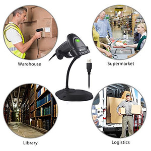 Neoteck Barcode Scanner USB Lettore Codice a Barre Automatico con Lungo Nero