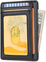 Carica l'immagine nel visualizzatore di Gallery, HELLOCAM Portacarte di Credito da Uomo Portacarte Uomo, Tascabile Portafoglio Uomo Sottile Blocco RFID - Nero Pelle Alta Qualità - Mini Porta Tessere Porta Documenti Porta Carte Di Credito - Regalo