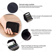Carica l'immagine nel visualizzatore di Gallery, Meowoo RFID Porta Carte Credito Portafoglio Donne Uomo Pelle Cerniera 12 Nero - Ilgrandebazar