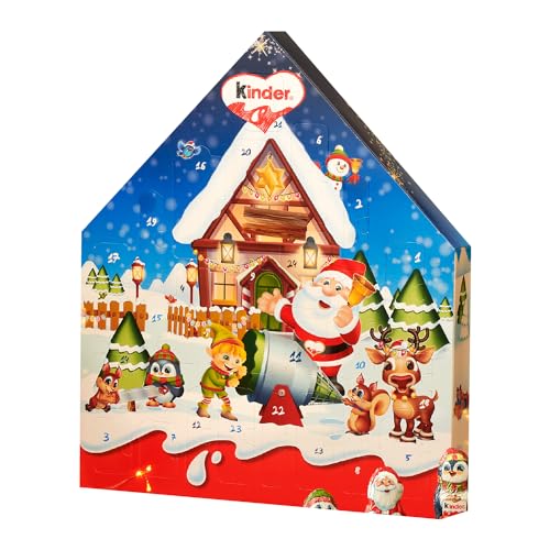Kinder Chalettone - Calendario Avvento 2023, 30 Cioccolatini e Snack Assortiti Kinder, con Speciale Videomessaggio da Babbo Natale, Idea Regalo, Confezione da 351 gr