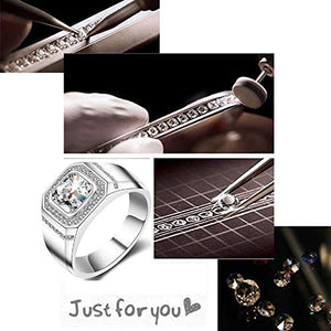 ENYU Uomo Argento Anelli Princess Cubica Zircone Tono -Anniversario di 22 - Ilgrandebazar