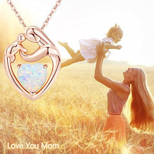 Carica l&#39;immagine nel visualizzatore di Gallery, MEGACHIC Collana da Donna Madre Bambino in Oro Rosa con Bianco Opale Cuore - Ilgrandebazar