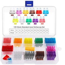 Carica l&#39;immagine nel visualizzatore di Gallery, Rovtop 120pcs+1Clip (2A 3A 5A 7.5A 10A 15A 20A 25A 30A 35A 40A) Fusibili...