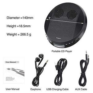 NAVISKAUTO AUGUST Lettore CD portatile con doppio altoparlante e cuffie,...