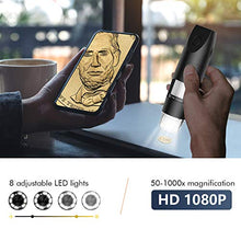 Carica l&#39;immagine nel visualizzatore di Gallery, SKYBASIC Microscopio Digitale WiFi, Tascabile Fotocamera USB Nero