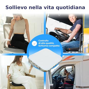 Cuscino Cuneo - Cuscino per Sedile Auto – Cuscino per Sedia Ufficio – Cuscino Auto sedile e Ufficio Antiscivolo - Auto Cuscini Perfetto per Sedie da Ufficio o per l'Auto (Nero/33.5 x 37 x 2-7.2 cm)