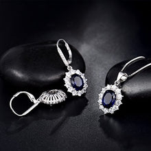 Carica l&#39;immagine nel visualizzatore di Gallery, MASOP, orecchini pendenti con zaffiro blu, in argento Earrings+Necklace - Ilgrandebazar