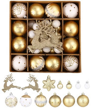 Carica l'immagine nel visualizzatore di Gallery, 40 pezzi Palline di Natale, Set Palline Albero di Natale Bianco Oro, Palle di Natale in Plastica Infrangibile, Diametro 3/4/6 cm Palline Natale Decorazione per Albero di Natale, Matrimoni, Feste