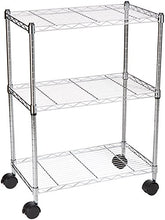 Carica l&#39;immagine nel visualizzatore di Gallery, AmazonBasics - Scaffalatura a 3 ripiani, su rotelle, Cromo - Ilgrandebazar