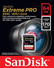 Carica l'immagine nel visualizzatore di Gallery, Sandisk Extreme Pro Scheda di Memoria da 64 Gb, Velocità di Lettura Fino a 170 MB/S, Classe 10, U3, V30