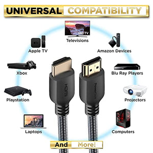 PowerBear Cavo HDMI 4K 2 m | Alta velocità, nylon intrecciato e connettori dorati, 4K a 60 Hz, Ultra HD, 2K, 1080P, ARC e CL3 | per laptop, monitor, PS5, PS4, Xbox One, Fire TV e altro ancora