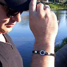 Carica l&#39;immagine nel visualizzatore di Gallery, SAGA GIOIELLI BRACCIALE UOMO ACCIAIO E CORDONCINO ANCORA