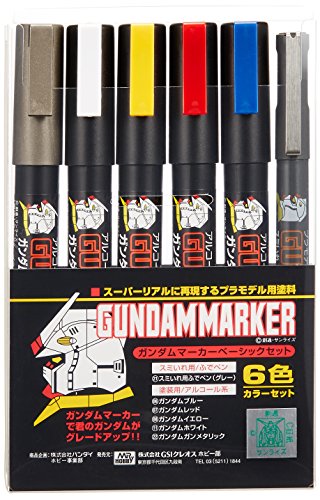 Gundam Marker GMS105 Basic Pen SET (6) GUNPLA Colori Base Multicolor