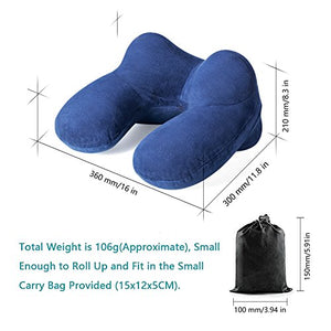 LUZWAY Cuscino da Viaggio Gonfiabile a 4 4 Supporti[blu]