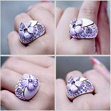Carica l'immagine nel visualizzatore di Gallery, Yoursfs Anello Fiore viola fantasia ampio 18 K Placcato Oro solitarie in... - Ilgrandebazar