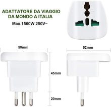 Carica l'immagine nel visualizzatore di Gallery, EXTRASTAR Adattatore Universale da Viaggio, Adapter/Adattatore da Viaggio World to Italy, Bianco, 2 Pezzi