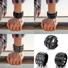 Carica l&#39;immagine nel visualizzatore di Gallery, Cupimatch Braccialetto Bracciale [3 Pezzi] Uomo Pelle Rivetto Tribale Grande... - Ilgrandebazar