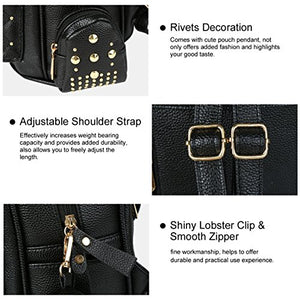 Vbiger Zaino Donna Pelle Zainetto Casual Nero