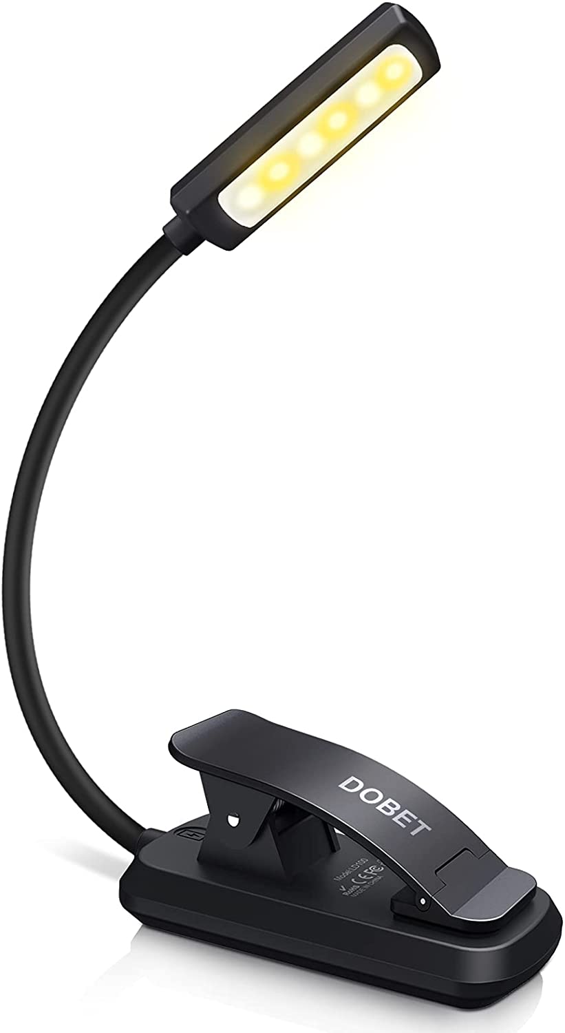 Lampada da Lettura, DOBET  OMERIL Clip Ricaricabile con 6 LED 3 Bianco