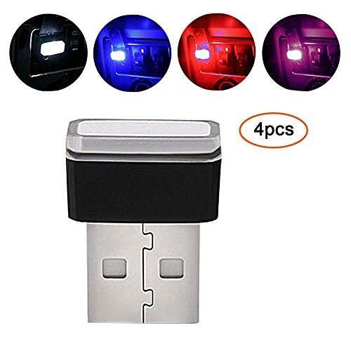 Pawaca, illuminazione auto USB LED, per interni auto, White Blue Red Pink - Ilgrandebazar