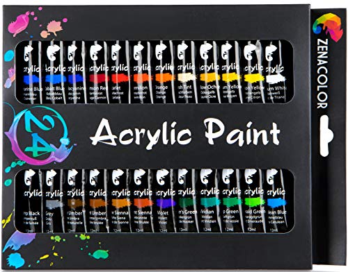 Zenacolor Set da 24 Tubetti di Pittura Acrilica Confezione 24 x 12mL – 24 - Ilgrandebazar