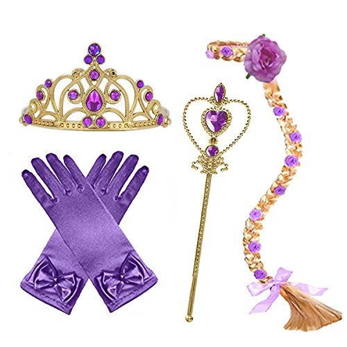 L-Peach Ragazze Principessa Rose Vestito Up 4 pezzi Accessori Guanti Tiara... - Ilgrandebazar