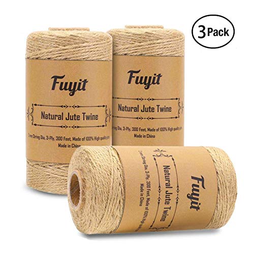 Corda di spago iuta Fuyit Totale 3 rotoli, 300 piedi Colore Originale 2
