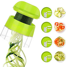 Carica l&#39;immagine nel visualizzatore di Gallery, Sedhoom Spiralizzatore di Verdure 4 in 1 Affetta Verdure Affettatrice Multifunzione di Verdure a Spirale Affettaverdure Tagliaverdure con 4 Lame Rotanti Grattugia per Carote, Cetrioli, Patate, Zucca