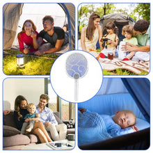 Carica l&#39;immagine nel visualizzatore di Gallery, 3 in 1 Racchetta Zanzare Elettrica Pieghevole Mosquito Killer 3000V USB Ricaricabile racchetta antizanzare con Base e Appendere al Muro Adatto Uso Interno ed Esterno