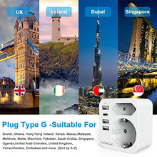 Carica l&#39;immagine nel visualizzatore di Gallery, Adattatore Presa Inglese, Redagod Adattatore Spina Inglese,a Spina Italiana con 3 USB e 1 USB C(3.4A,17W) Adattatore UK con 2 Prese per Gran Bretagna/Qatar/Irlanda/Gambia,Presa Inglese 3250W