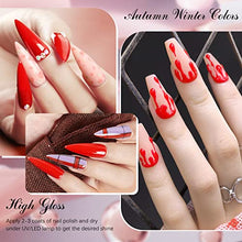 Carica l&#39;immagine nel visualizzatore di Gallery, Kastiny Smalto Semipermanente Per Unghie, 6 Colori Smalto per Unghie in Gel UV LED Rosso, Viola, Marrone con Base e Top Coat, Matt Coat, 7.5ML