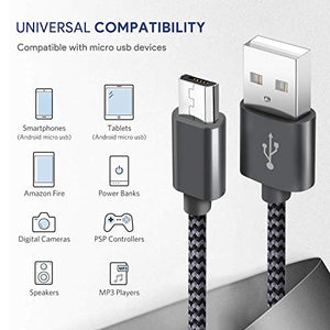 GERETIN Cavo Micro USB [3 Pezzi:1m,2m,2m] Grigio&Nero