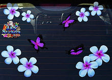 Carica l&#39;immagine nel visualizzatore di Gallery, Fiore frangipani plumeria blu doppio + farfalla grande adesivi auto... - Ilgrandebazar