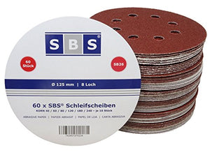 SBS - 60 dischi abrasivi a 8 fori, per levigatrice eccentrica, diametro: 125...