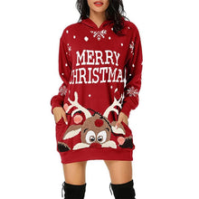 Carica l&#39;immagine nel visualizzatore di Gallery, Jarseila Donna Maglione Natale da Famiglia Maglia con Cappuccio Lunghe Maglione Lavorato a Maglia Renna di Natale Morbido Maglione Invernale con Fiocco di Neve