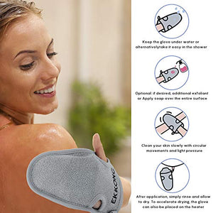 EKKONG 2 Pezzi Guanto Esfoliante, per Peeling Naturale in Fibre grigio - Ilgrandebazar