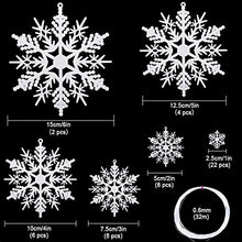 Carica l'immagine nel visualizzatore di Gallery, 51 Pezzi Fiocchi di Neve Decorativi Natale,Decorazioni Legno per Albero di Natale Ornamenti Decorativi Natale di Fiocco di Neve in Ciondoli da Appendere DIY Artigianato